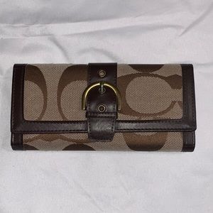Coach Signature Brown/Tan Wallet/Credit Card Holder